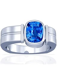 14K White Gold Cushion Cut Blue Sapphire Solitaire Ring
