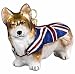 Corgi in Union Jack Blown Glass Christmas Ornament