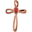 14K Rose Gold Ruby Cross Pendant