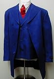 New Mens Three Piece (3pc) Royal Blue Tone on Tone Zoot Dress Suit with Vest