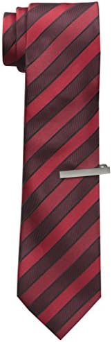 Little Black Tie Men's Dempster Stripe Tie with Clip, Red, One Size