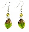 Earrings - E298 - Murano Style Glass - Twist ~ Green and Purple