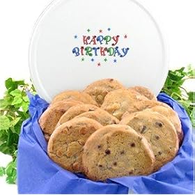One Dozen Assorted Gourmet Cookies in Happy Birthday Gift Tin by Gifts-to-Impress