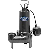 Superior Pump 93501 1/2-Horsepower Cast Iron Sewage Pump with Tethered Float Switch