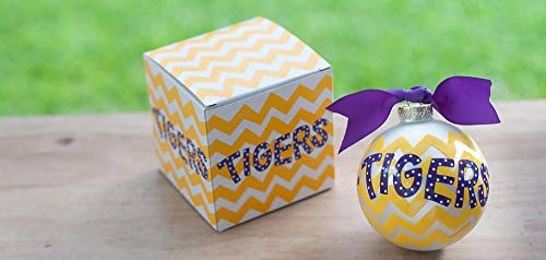 Coton Colors Louisiana State University LSU Chevron Ornament (Lsu). Any Stylish Fan Will Love This Louisiana State University Chevron Ornament... Go Tigers! All Collegiate Ornaments Come Boxed and Tied with a Coordinating Ribbon Making Them the Perfect Gift for Anyone.