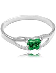 14k White Gold ChildS May Green Cubic Zirconia Birthstone Ring - Bfly