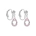Sterling Silver 7mm x 10mm Briolette Pink Cubic Zirconia CZ Clip On Drop Earring