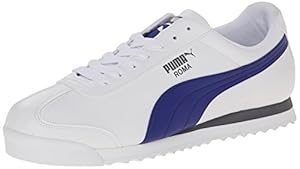 PUMA Men's Roma Basic Lace-Up Fashion Sneaker, White/Clematis Blue, 8 M US