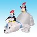 6 Foot Long Christmas Inflatable Penguins Fishing on a Polar Bear