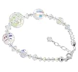 SCBR252 .925 Sterling Silver Multifaceted Round Clear AB Swarovski Crystals 7