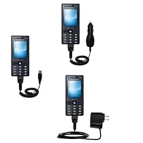 Deluxe Kit for the Sony Ericsson K818c includes a USB cable with Car and Wall Charger - Gomadic Brand w/ TipExchange Technology