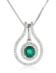 Sterling Silver Gemstone and 1/3cttw Diamond Pendant Necklace, 18"