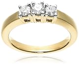  : 14k Yellow Gold Round 3-Stone Diamond Ring (1/2 cttw, I-J Color, I1-I2 Clarity), Size 6