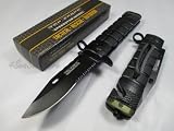 Tac-force Assisted Opening Sawback Bowie Rescue Black Glass Breaker Knife- Green New!