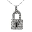Sterling Silver CZ Accented Padlock Pendant