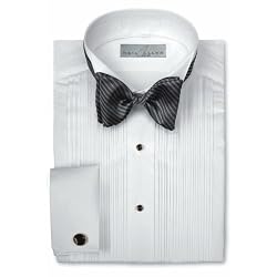 Neil Allyn Wing Collar, 1/8" Pleated, Poly/Cotton with Convertible Cuffs/Placket Tuxedo Shirt