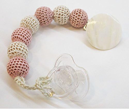 Elegant Ivory Pacifier Clip (Baby Pink)