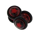 Fake Acrylic Plugs -Red/Black with Red Star 16g Wire; 8mm - Sold as a Pair
