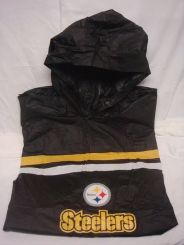 New Pittsburgh Steelers Hooded Snap Up Heavy polyethylene/PVC NFL Rain Poncho - Big