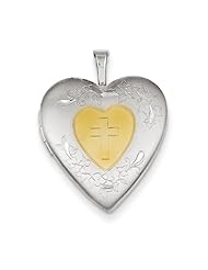 Sterling Silver & Yellow Rhodium 20mm Satin & D/C Cross Locket
