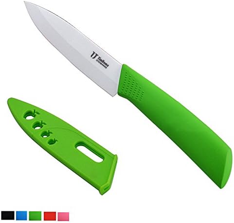 St. Patrick's Day TimHome Eco-friendly and High-quality Green 4 Inch Kitchen Slicing Paring Ceramic Knives with Plastic Blade Cover