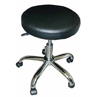 Adjustable Rolling Stool with Black Faux Leather seat