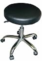 ADJUSTABLE ROLLING STOOL WITH BLACK FAUX LEATHER SEAT
