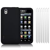 LG OPTIMUS BLACK P970 BLACK SILICONE SKIN / CASE / COVER / GEL + 6-IN-1 SCREEN PROTECTOR PACK PART OF THE QUBITS ACCESSORIES RANGE