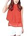 Allegra K Women Summer Sleeveless Pleated Top Tiered Sheer Chiffon Shirt