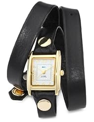 La Mer Collections Womens LMWTW1035 Black Washed Gold Triple Wrap Watch