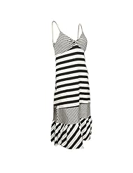 Cotton/Spandex Spaghetti Strap Striped Print  Dress