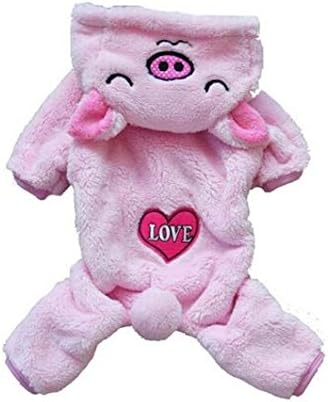 Autumn Winter Cartoon Pig Hoodie Four-leg Jumpsuit Clothes for Pet Dogs (S)