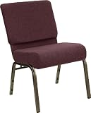 21'' Extra Wide Plum HERCULES&trade; Church Chair with 4'' Thick Seat - Goldvein Frame [FD-CH0221-4-GV-005-GG]