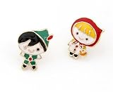 Jewellery Chic Boutique Fairytale Green Robin Hood Boy Red Riding Hood Girl Stud Earrings + Gift Bag