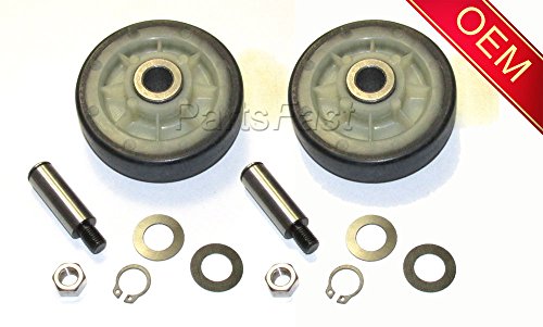 PS1570070 - (2PACK) 2 NEW CLOTHES DRYER COMPLETE DRUM SUPPORT ROLLER KIT ASSEMBLY WITH WASHERS AND SHAFT FOR MAYTAG WHIRLPOOL AND MORE
