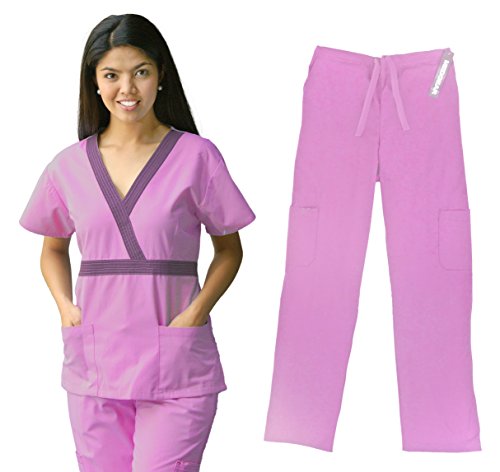 Material Girl Womens Scrub Sets Top and Pants Nurse Uniform 7872