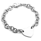 Sterling Silver Heart Tag Bracelet, 8