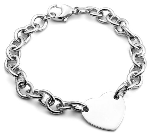 Sterling Silver Heart Tag Bracelet
