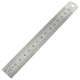 uxcell ストレート定規　ストレート物差し　ステンレススチール　シルバートーン　ブラック　14g　1枚