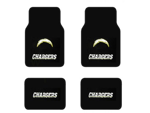 A Set of 4 Universal Fit NFL Plush Carpet Floor Mats - San Diego Chargers