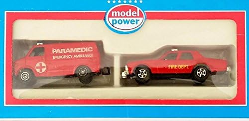 Model Power FIRE DEPARTMENT EMERGENCY PARAMEDICS SET: Chevy Van & Caprice Car #9806 in 1:64/1:87 HO Train Scale