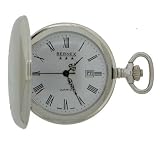 Bernex Swiss Made Quartz Rhodium Plate Full Hunter Pocket Watch, Plain case