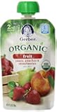Gerber Organic 2nd Foods Pouches, Pears, Peaches, Strawberries, 3.5 Ounce, 12 count