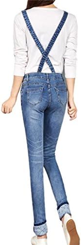 Women's Loose Washed Cross Straps Denim Jumpsuits 26