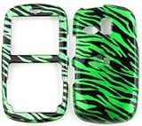 GREEN WITH BLACK ZEBRA ANIMAL STRIP SNAP ON HARD SKIN FACEPLATE PHONE SHIELD COVER CASE FOR SAMSUNG FREEFORM R350 + BELT CLIP