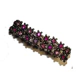 Bella Antique Gold Plated Bracelet with Jeweled Swarovski Crystal Detailing in Blossom Pattern Pink