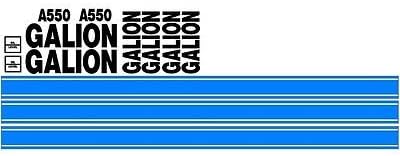 New Decal Set for Galion Model A550 with Oil Level Decals and Blue Stripes