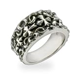 Eve's Addiction Sterling Silver Bali Style Cross Ring