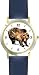 Grizzly Bear or Brown Bear Animal - WATCHBUDDY&reg; DELUXE TWO-TONE THEME WATCH - Arabic Numbers - Blue Leather Strap-Size-Large ( Men's Size or Jumbo Women's Size )