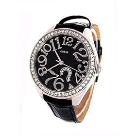GUESS - G76030L - Analogique - Montre Femme - Bracelet en cuir noir